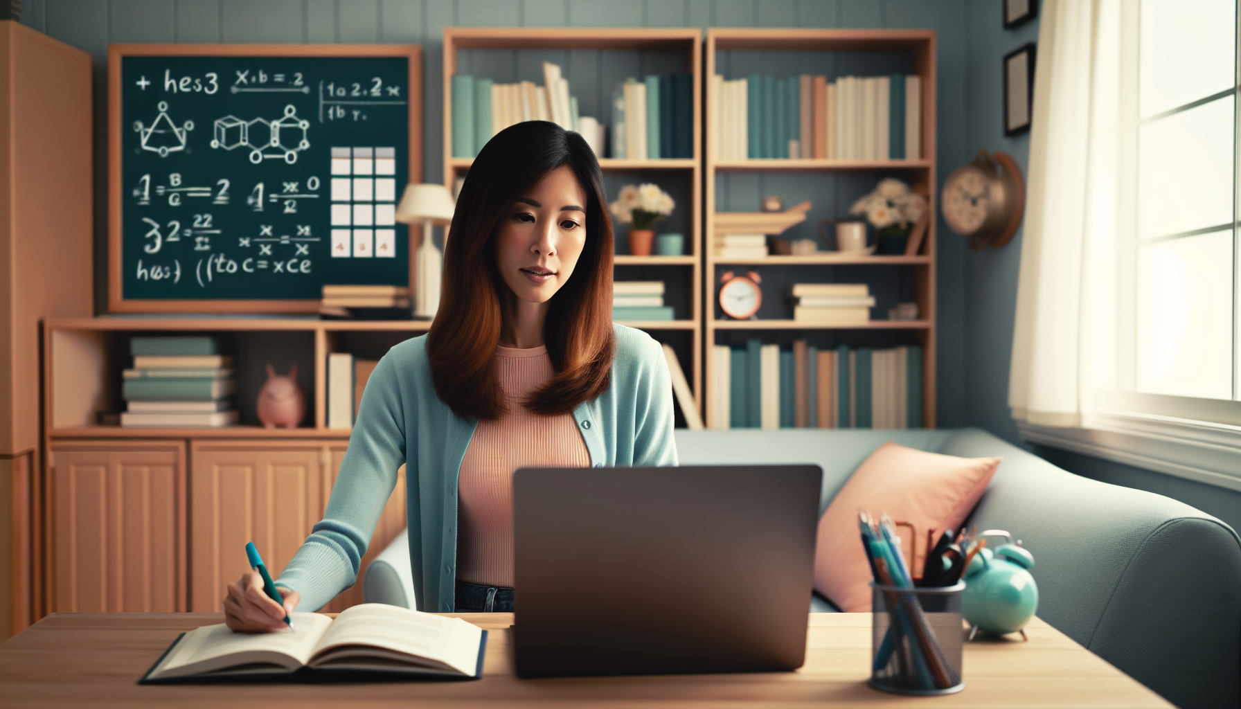 Nauczyciel matematyki podczas lekcji online